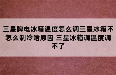 三星牌电冰箱温度怎么调三星冰箱不怎么制冷啥原因 三星冰箱调温度调不了